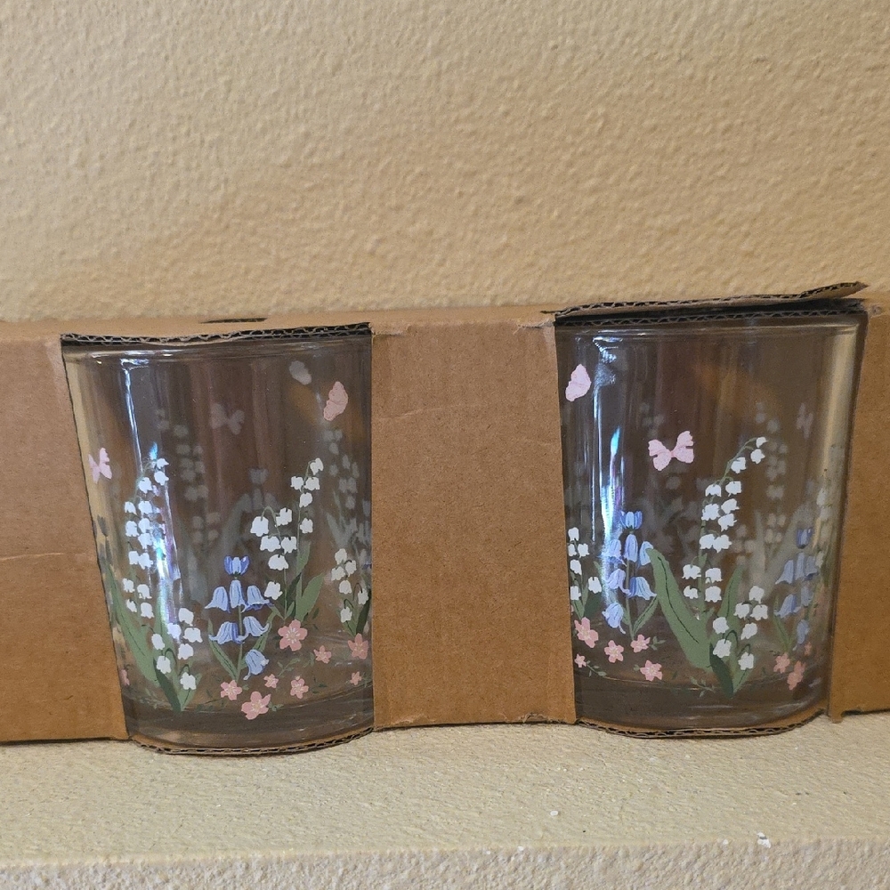 Floral Glass Drinkware - Set of 2